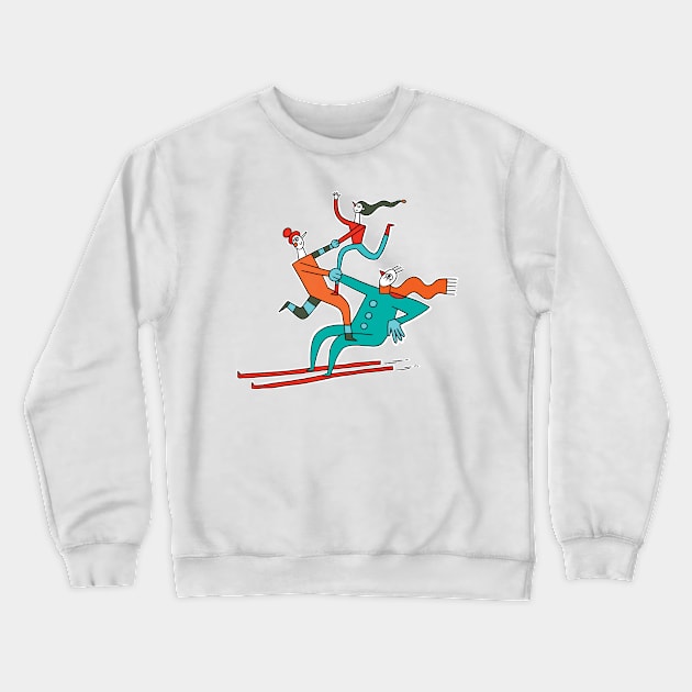 Skiing Acrobats Crewneck Sweatshirt by GiuliaM